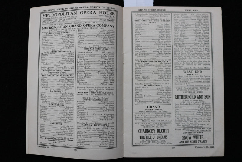1913 FEBRUARY 15 THE CAST NEW YORK AMUSEMENT GUIDE - BELLE ASHLYN - K 2755