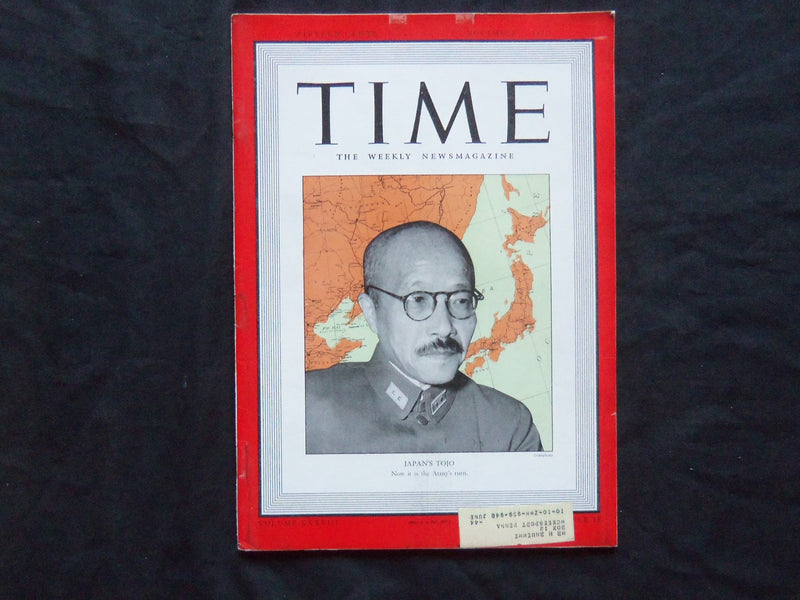 1941 NOVEMBER 3 TIME MAGAZINE - JAPAN'S HIDEKI TOJO - T 788