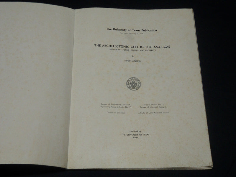 1944 THE ARCHITECTONIC CITY IN THE AMERICAS BOOK BY HUGO LEIPZIGER - KD 5864