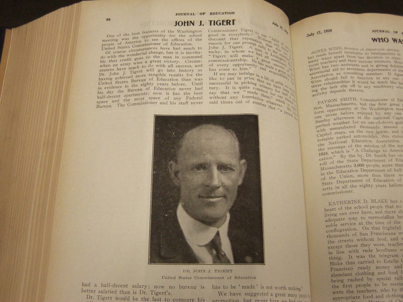 1924 JANUARY-DECEMBER JOURNAL OF EDUCATION BOUND VOLUME - COMPLETE YEAR - R 934