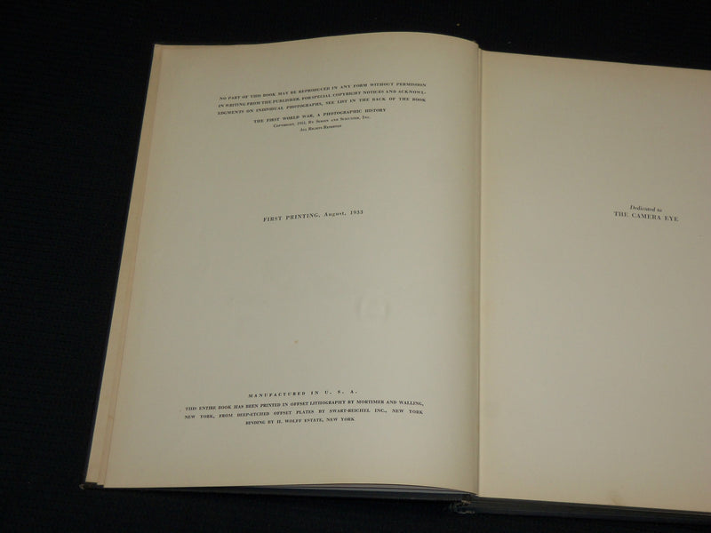 1933 THE FIRST WORLD WAR PHOTOGRAPHIC HISTORY HARDCOVER BOOK - R 708S