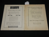 1936 PENNSYLVANIA FOLK FESTIVAL PROGRAM - BUCKNELL UNIVERSITY- J 7014