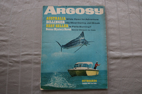 1966 FEBRUARY ARGOSY MAGAZINE - OUTBOARDS - 1966 PRICE GUIDE COVER - SP 6187J