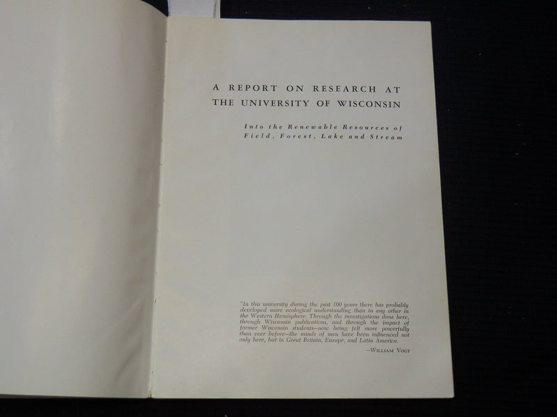 1956 WISCONSIN'S RENEWABLE RESOURCES SOFTCOVER BOOK BY JAMES A. LARSEN- K 2114