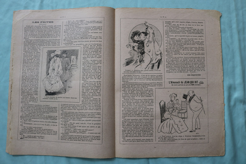 1907-1908 JEAN QUI RIT MAGAZINE - ILLUSTRATED JOURNAL-FRENCH - LOT OF 3 - K 2544