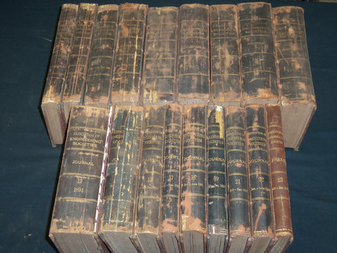 1882-1899 ASSOCIATION OF ENGINEERING SOCIETIES BOUND VOLUMES LOT OF 18 - KD 2B