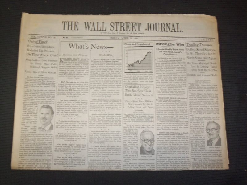 1995 APRIL 21 THE WALL STREET JOURNAL - BUFFETT SAVED SALOMON IN '91 - WJ 198