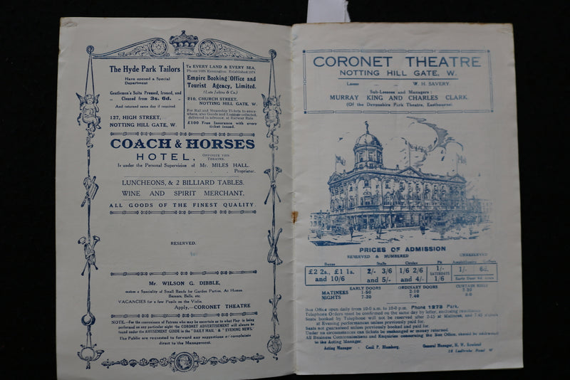 1914 FEBRUARY 16 CORONET THEATRE PROGRAMME - MR. WU - K 1949