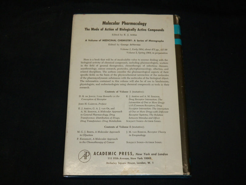 1963 DIURETICS CHEMISTRY AND PHARMACOLOGY BOOK BY GEORGE DESTEVENS - KD 2765F