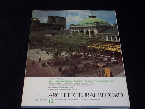 1977 DECEMBER ARCHITECTURAL RECORD MAGAZINE - MARKETPLACE DESIGN COVER - E 4178