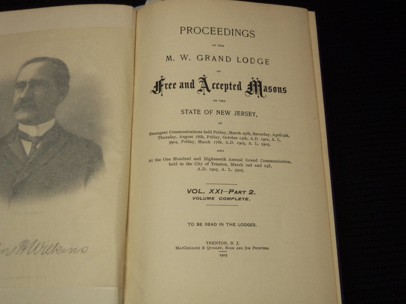 1905-1906 NEW JERSEY GRAND LODGE PROCEEDINGS BOUND VOLUMES LOT OF 2 - KD 4583R