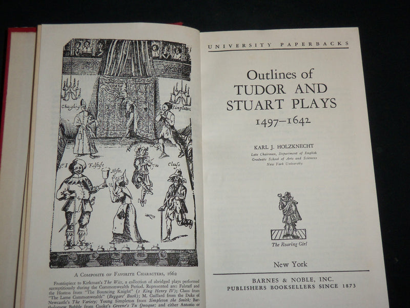 1961 OUTLINES OF TUDOR AND STUART PLAYS HARDCOVER BOOK BY HOLZKNECHT - KD 6664