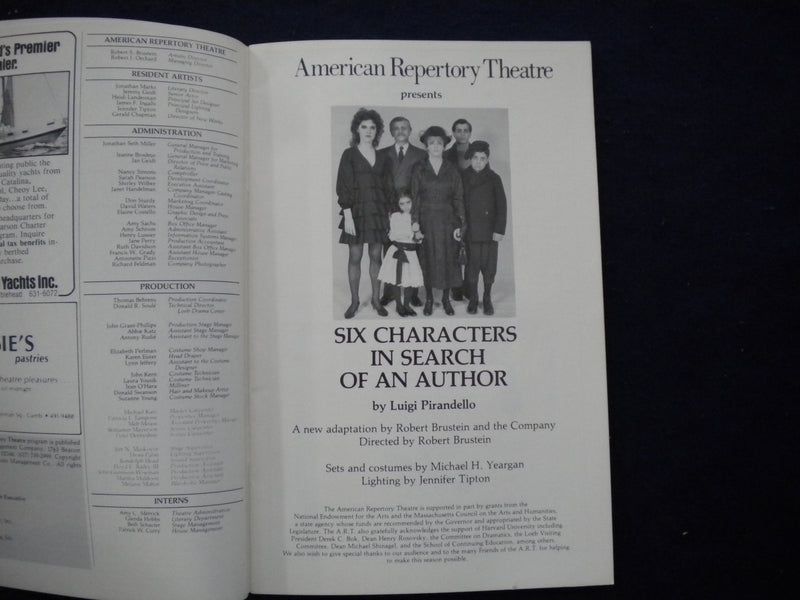 1983-1984 SIX CHARACTES IN SEARCH OF AN AUTHOR PROGRAM - TONY SHALOUB - J 8330