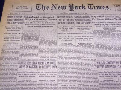 1946 JULY 18 NEW YORK TIMES - MIKHAILOVITCH IS EXECUTED - NT 3474