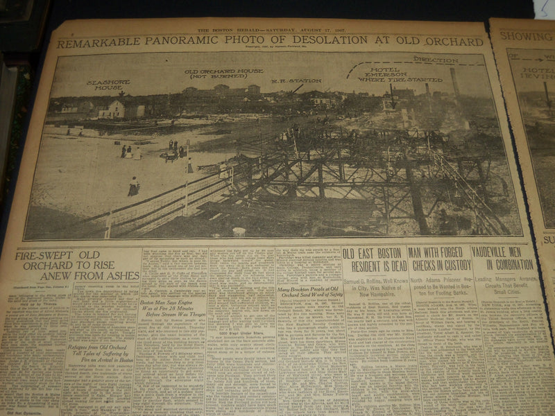 1907 AUGUST 7 THE BOSTON HERALD - OLD ORCHARD AFTER BIG FIRE - BH 229