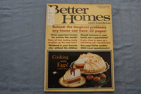1966 MARCH BETTER HOMES AND GARDENS MAGAZINE - COOKING WITH EGGS COVER - E 9687