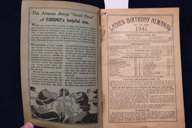 1941 THE LADIES BIRTHDAY ALMANAC - MEIER DRUG CO. - INDIANA - SOFTCOVER - K 1495