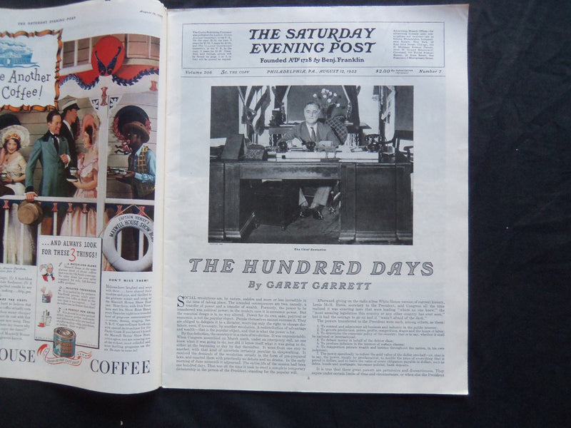 1933 AUGUST 12 THE SATURDAY EVENING POST MAGAZINE - ILLUSTRATED COVER - SP 1525