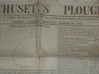 1846 MARCH 14 MASSACHUSETTS PLOUGHMAN NEWSPAPER - HARRIET BEECHER STOWE- NP 5121
