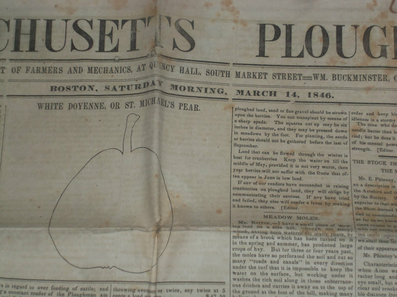 1846 MARCH 14 MASSACHUSETTS PLOUGHMAN NEWSPAPER - HARRIET BEECHER STOWE- NP 5121