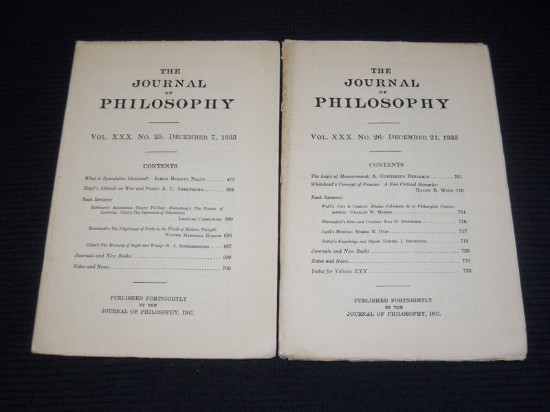 1933 THE JOURNAL OF PHILOSOPHY MAGAZINE LOT OF 20 ISSUES - WR 632B