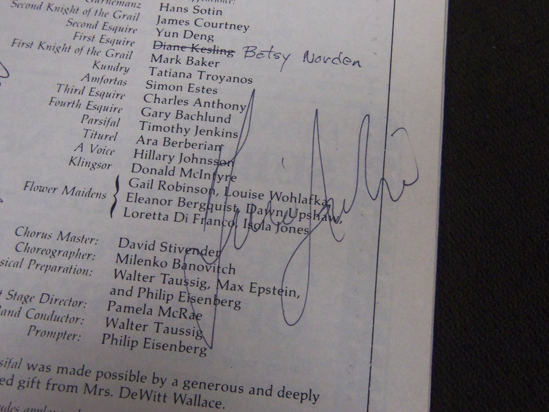 1987 APRIL 17 PARSIFAL AUTOGRAPHED PROGRAM - SIMON ESTES - J 5264
