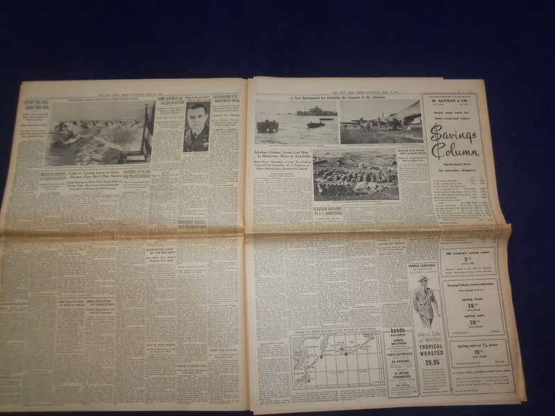 1943 MAY 8 NEW YORK TIMES - TUNIS AND BIZERTE CAPTURED, ENEMY IN FLIGHT- NP 6534