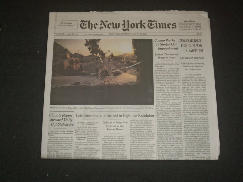 2021 AUGUST 10 NEW YORK TIMES - DEMOCRATS BEGIN PUSH TO EXPAND U.S. SAFETY NET