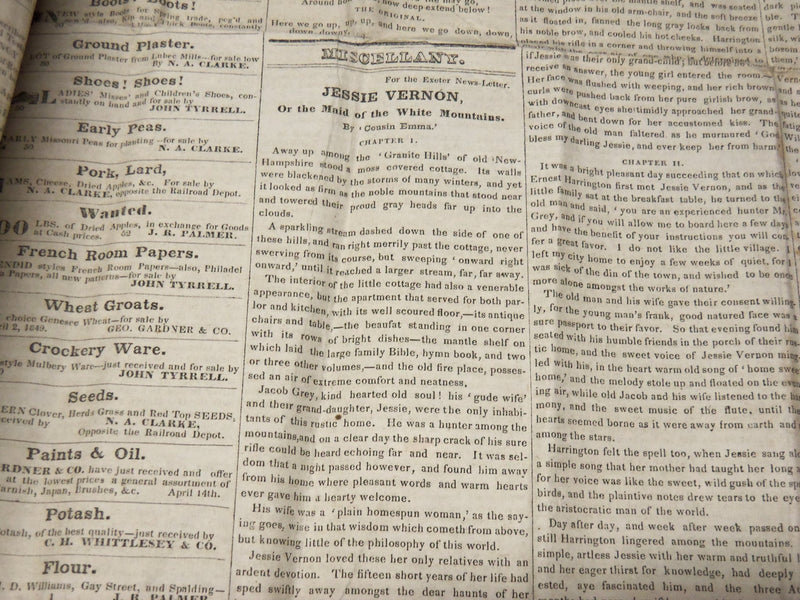 1849 EXETER NEWS LETTER ROCKINGHAM ADVERTISER - NEW HAMPSHIRE LOT OF 2 - K 56