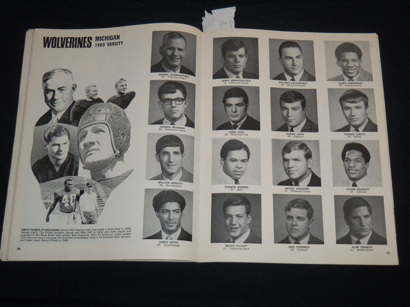 1970 ROSE BOWL PROGRAM - MICHIGAN VS. SOUTHERN CALIFORNIA - TICKET STUB - J 8696