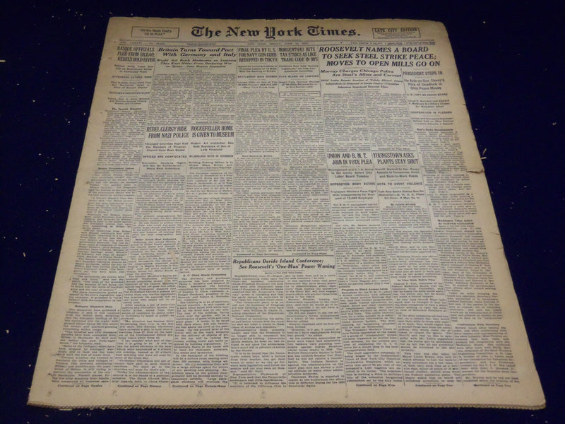 1937 JUNE 18 NEW YORK TIMES - BOARD SEEKS STEEL PEACE - NT 3100