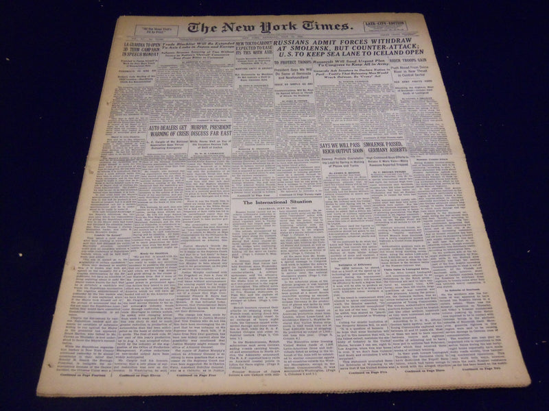 1941 JUL 19 NEW YORK TIMES -REICH TROOPS GAIN LA GUARDIA OPENS CAMPAIGN- NT 1363
