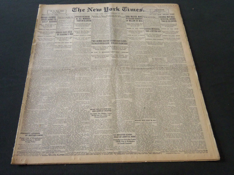 1921 FEBRUARY 18 NEW YORK TIMES - CARUSO IMPROVING HAS A BETTER DAY - NT 5473