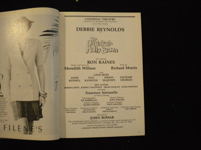 1990 THE UNSINKABLE MOLLY BROWN PLAYBILL - RON RAINES + 1 SIGNATURE - J 8250