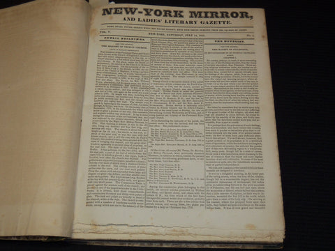 1827-1828 NEW YORK MIRROR AND LADIES GAZETTE BOUND VOLUME - R 89D