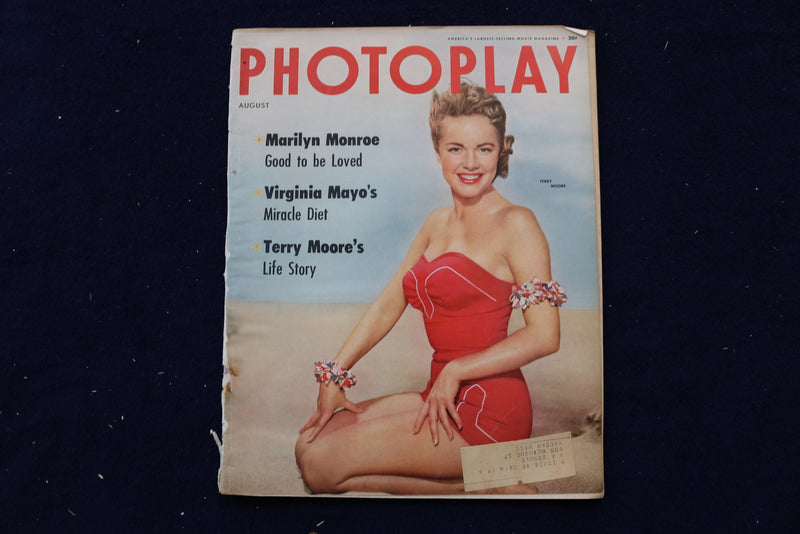 1954 AUGUST PHOTOPLAY MAGAZINE - TERRY MOORE COVER - E 17846