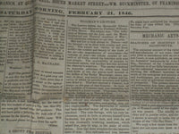 1846 FEBRUARY 21 MASSACHUSETTS PLOUGHMAN NEWSPAPER - SILLIMAN'S LECTURE- NP 5119