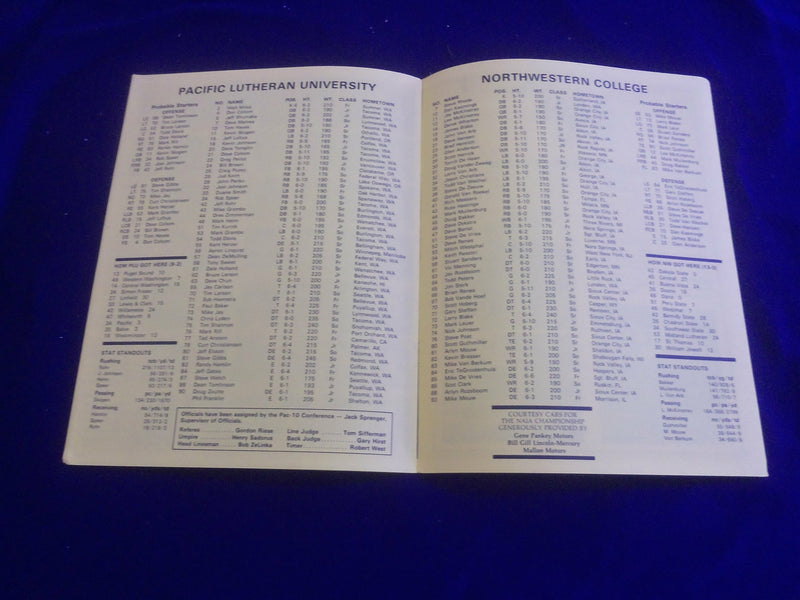1983 DEC 10 PIZZA BOWL FOOTBALL PROGRAM-NORTHEWESTERN VS. PAC. LUTHERAN-ST 6362B