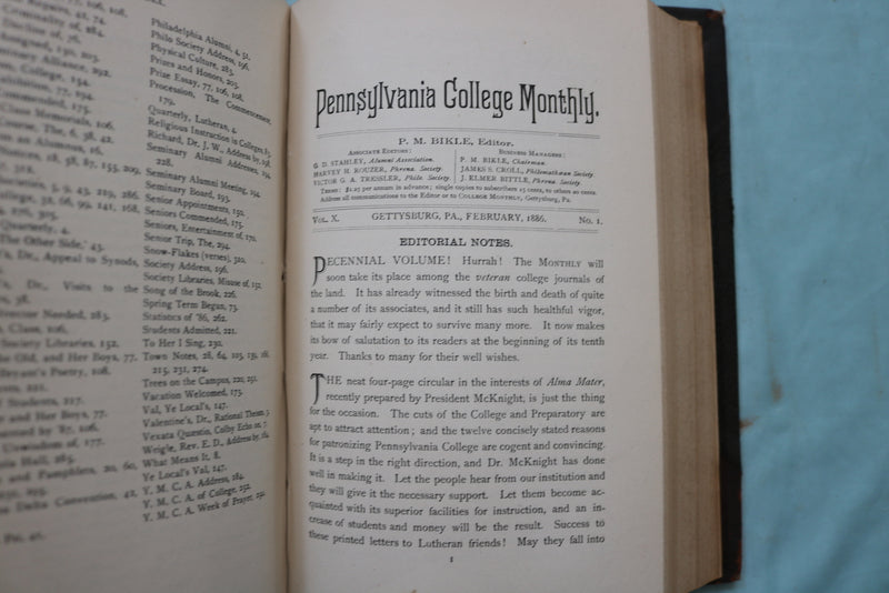 1877-1890 PENNSYLVANIA COLLEGE MONTHLY BOUND VOLUMES - LOT OF 7 - KD 9561