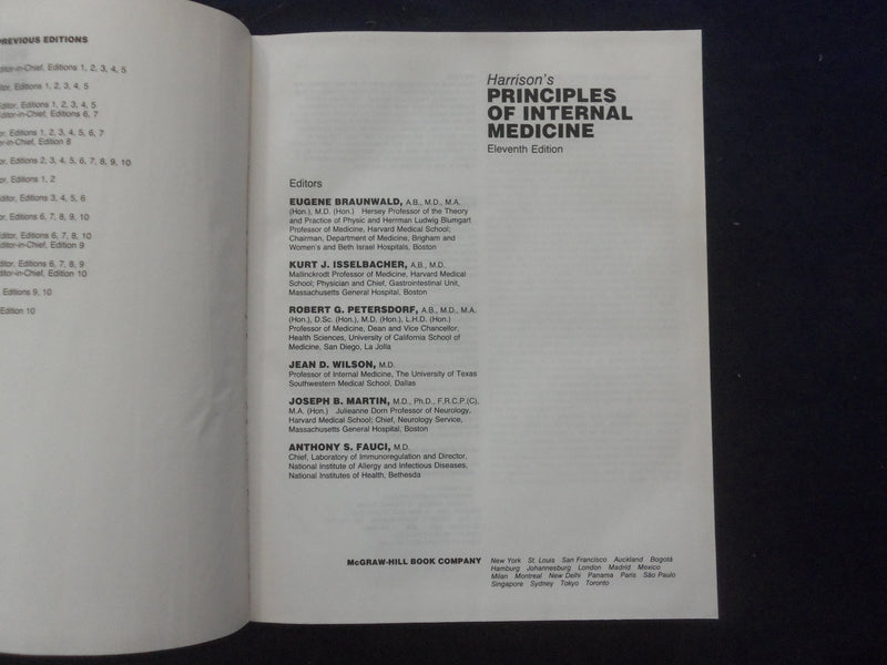 1987 HARRISON'S PRINCIPLES OF INTERNAL MEDICINE HARDCOVER BOOK - FAUCI - KD 8893