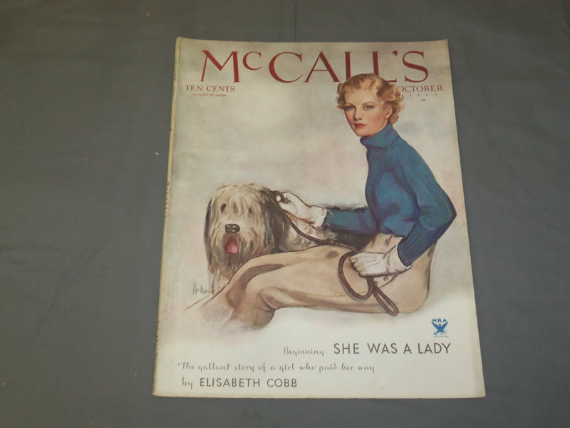 1933 OCTOBER MCCALL'S MAGAZINE - NEYSA MCMEIN COVER - B 6374