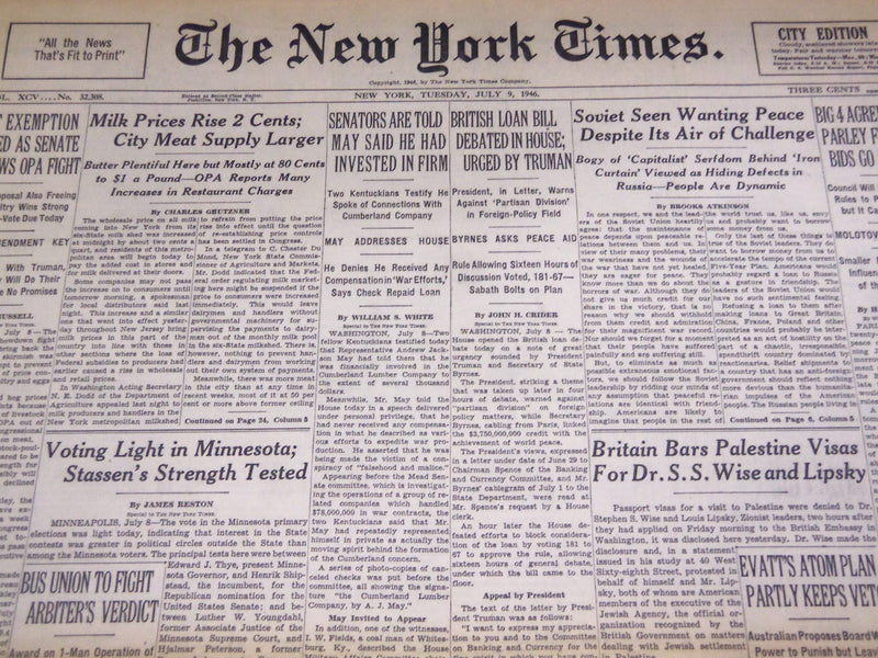 1946 JULY 9 NEW YORK TIMES - STEPHEN WISE DENIED VISA - NT 3181