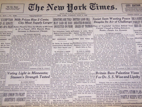 1946 JULY 9 NEW YORK TIMES - STEPHEN WISE DENIED VISA - NT 3181