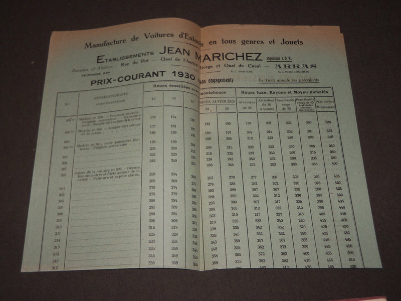 1930 JEAN MARICHEZ VOITURES D'ENFANTS FRENCH CATALOGUE - FR 717