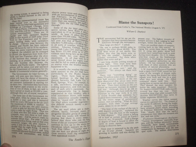 1927 SEPTEMBER THE READER'S DIGEST SOFTCOVER BOOK - NUMBER 65 - J 9912