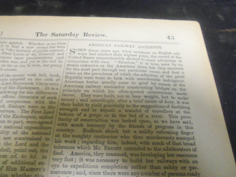 1887 SATURDAY REVIEW 2 BOUND VOLUMES - COMPLETE YR- PUBLISHED IN LONDON - R 1098
