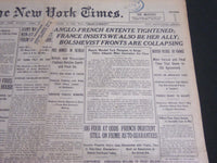 1919 APRIL 20 NEW YORK TIMES - ANGLO-FRENCH ENTENTE TIGHTENED - NT 6977
