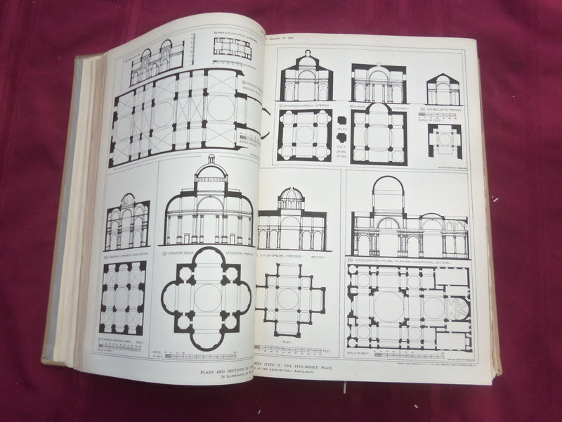 1900 JAN-DEC THE BUILDER U. K. MAGAZINE BOUND VOLUMES - 2 VOLS - FOLD OUTS - C 6