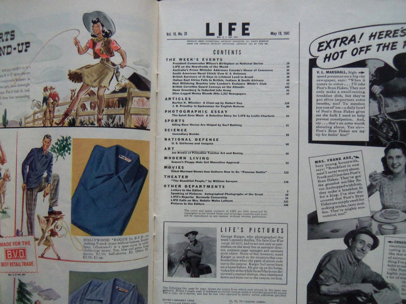 1941 MAY 19 LIFE MAGAZINE - FLOPPY HATS IN FASHION - L 235