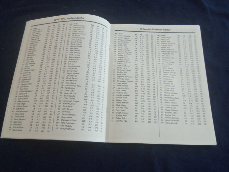 1992 DEC 5 SOUTHERN CA. BOWL PROGRAM - EL CAMINO VS. SAN BERNADINO - ST 6362M